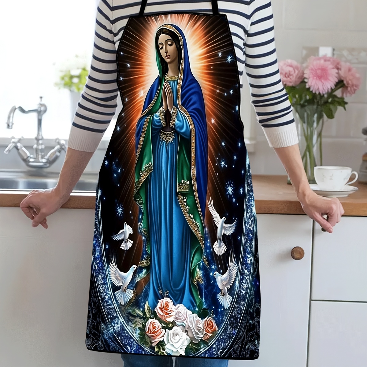 Kitchen Baking Cloth - Celemek dengan Pola Gaun Biru Lady