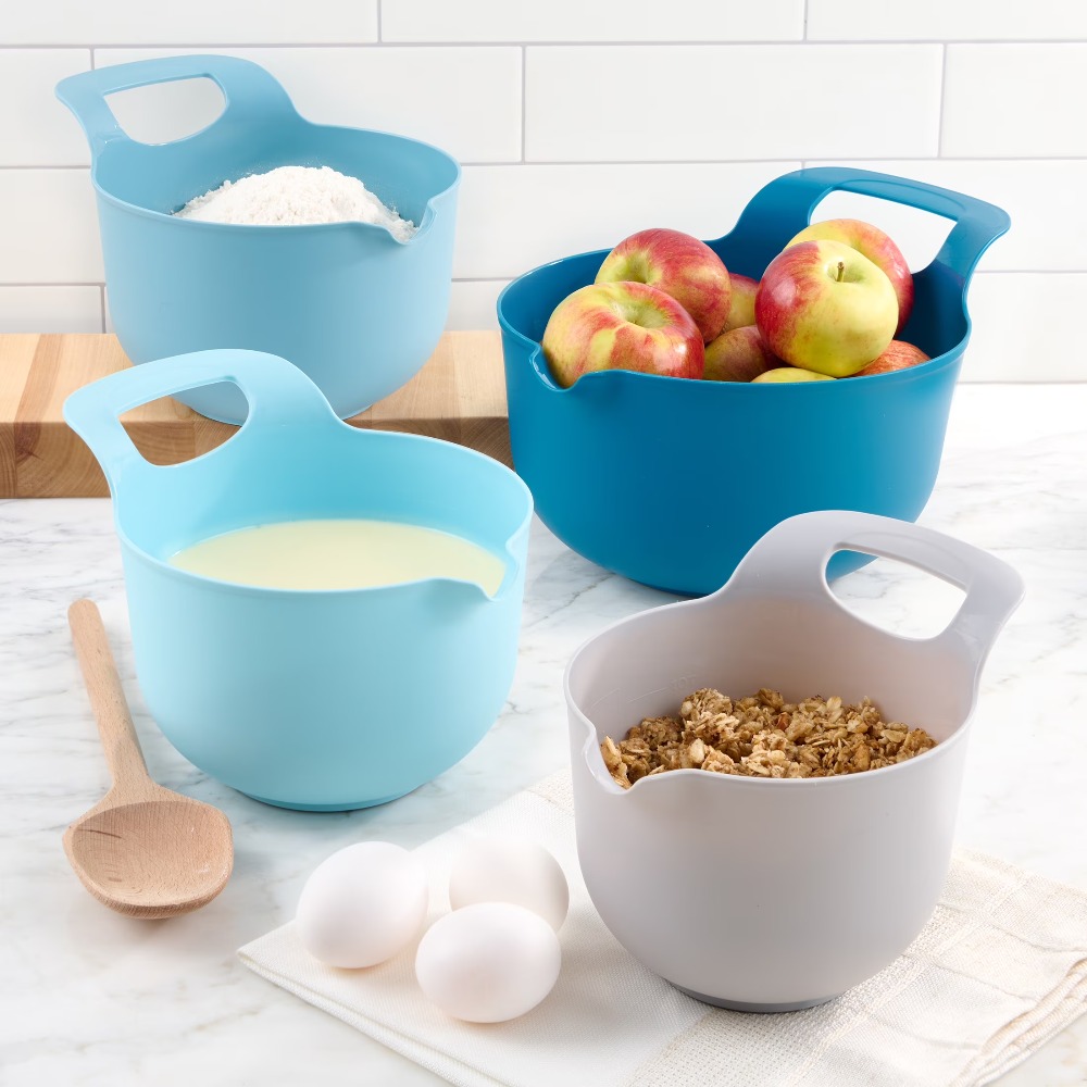 Kitchen Baking Set - Set Mangkuk Plastik untuk Mencampur, 4