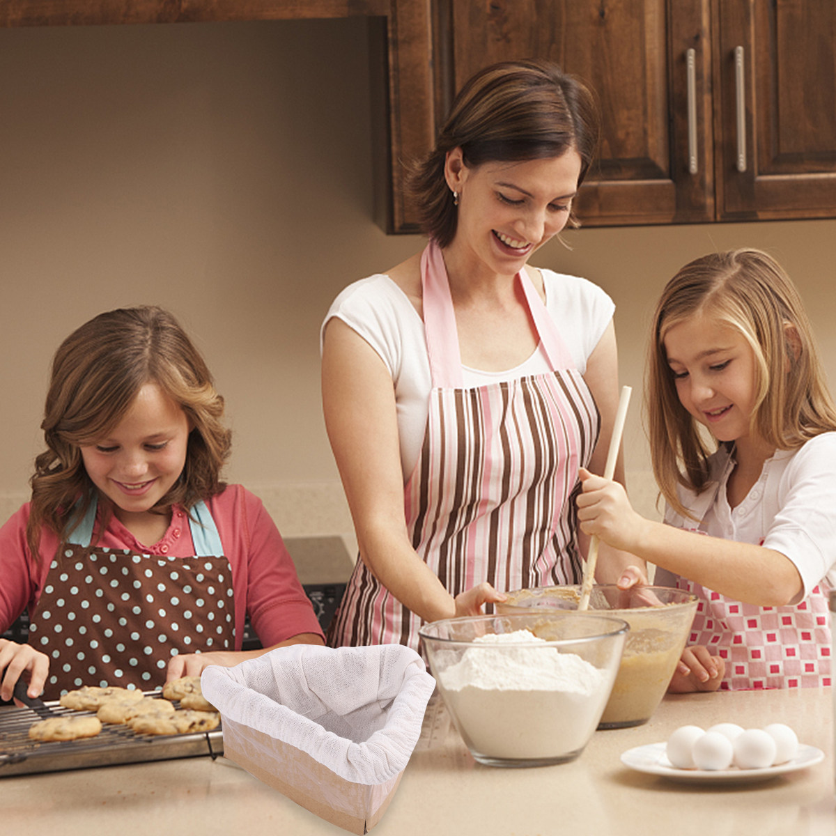 Kitchen Baking Cloth - 2 Buah Penutup Kain Keranjang Roti,
