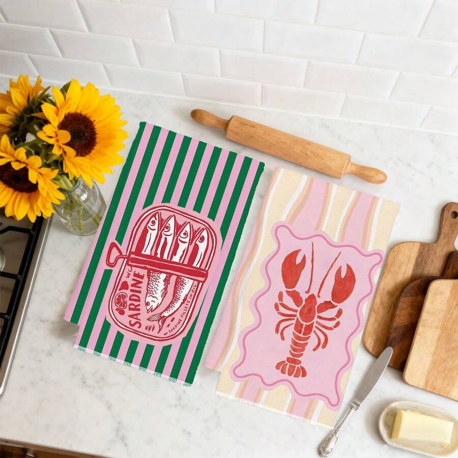 2 Buah, Handuk Dapur Bergaris  - Kitchen Baking Cloth ulasan dan harga