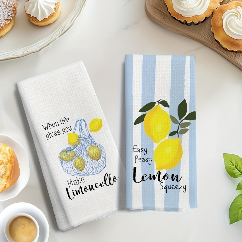 2 Buah, Handuk Dapur Lemon Mes - Kitchen Baking Cloth ulasan dan harga