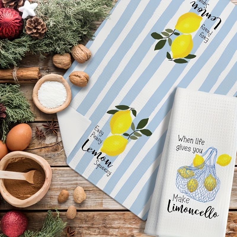 2 Buah, Handuk Dapur Lemon Mes - Kitchen Baking Cloth ulasan dan harga