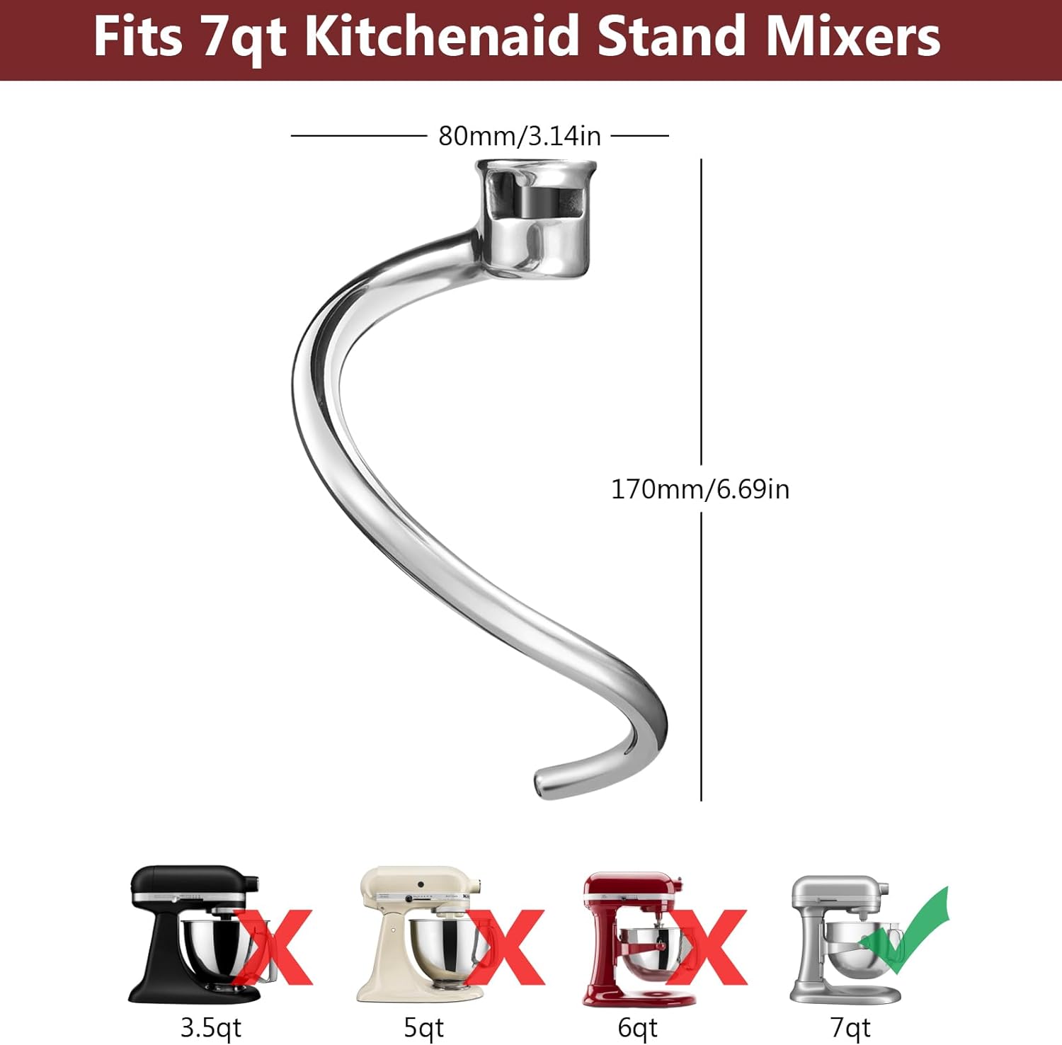 Kaitan adonan baja tahan karat - Kitchen Aid Baking Bread ulasan dan harga